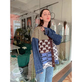 Vintage Knitted Patchwork Cardigan Sweater